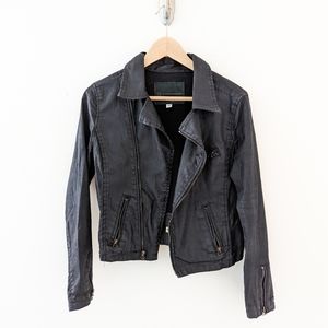 Anthropologie AG The Biker Jacket Black Cotton Moto Medium